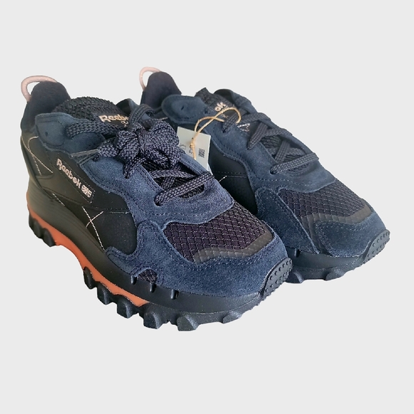 Cardi B Reebok Sneakers Black Orange Lace Up Platform - Picture 3 of 5